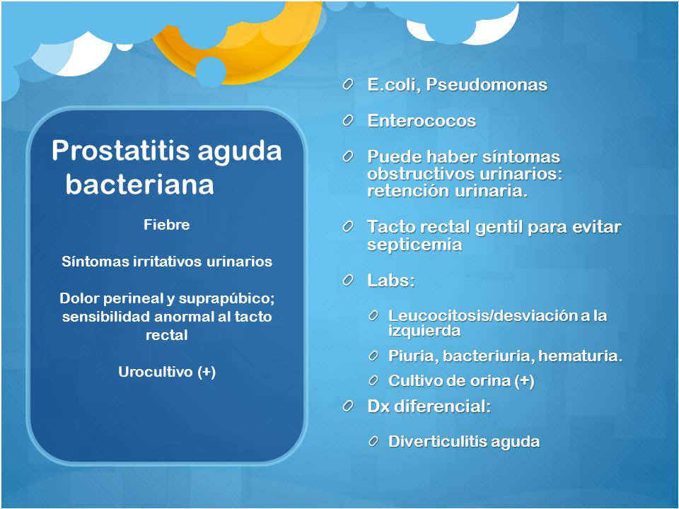 prostatitis bacteriana aguda dolor de espalda